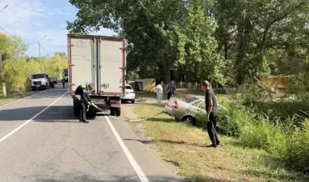 В Воронежской области полицейские помогли женщине-водителю достать автомобиль из кювета